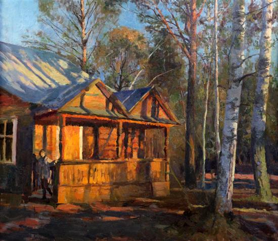 Nikolai Dubovik (1960-) Morning at the dacha, 32.5 x 36.5in.